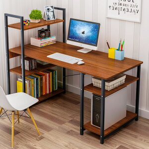 APP下單享點數9% 電腦臺式桌簡易書桌帶書架組合一體桌學生簡約家用單雙人寫字桌子