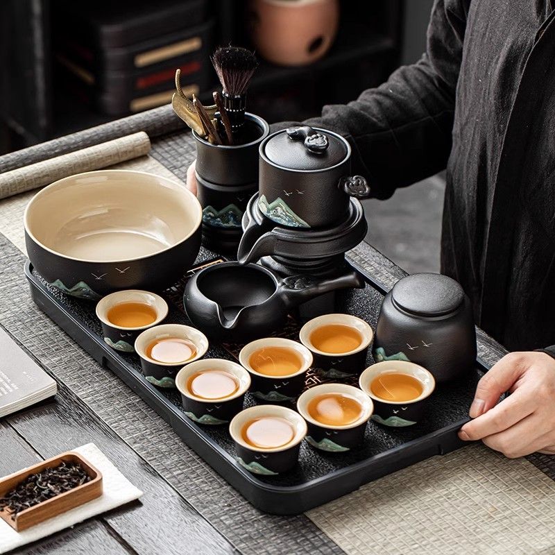 茶具套裝 陶瓷自動茶具套裝全套懶人防燙家用辦公室泡茶神器功夫茶杯禮盒裝-快速出貨