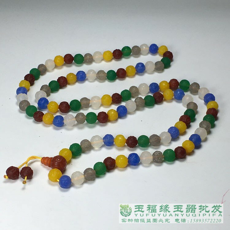 古玩雜項復古天然紅瑪瑙多寶佛珠108顆回紋老瑪瑙勾雲紋珠串手鏈