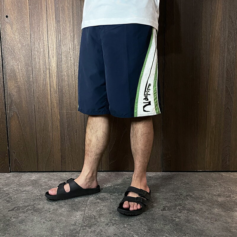 美國百分百【全新真品】QuikSilver 閃銀 海灘褲 綁繩 休閒 海灘褲 男款 logo 短褲 黑綠 D032