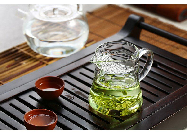 加厚耐熱玻璃半月牙公道杯帶過濾泡茶杯漏一體辦公綠茶個人沏茶杯