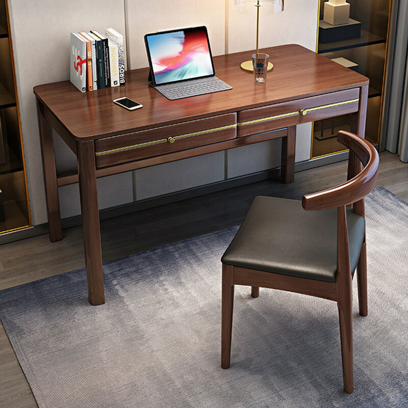 電腦桌 電腦椅 新中式實木書桌現代簡約輕奢辦公桌電腦臺式桌家用臥室學習寫字桌