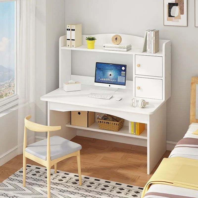 電腦桌臺式書桌書架組合一體簡約寫字桌子家用簡易臥室學生學習桌