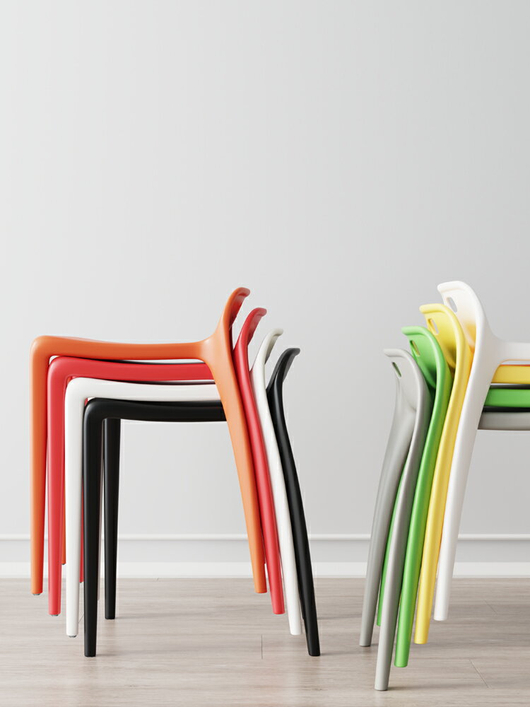 【免運】 塑料高凳子家用加厚簡約現代餐桌板凳可疊放等位膠椅子商用小餐椅