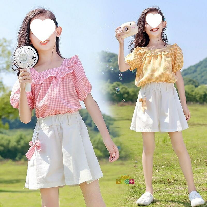 48H出貨女童洋氣短袖套裝女孩夏季網紅兒童時尚中大童童裝小學生寬松夏裝