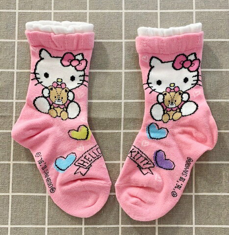 【震撼精品百貨】Hello Kitty 凱蒂貓 三麗鷗 KITTY兒童襪子(14 19CM)-粉熊#04050 震撼日式精品百貨