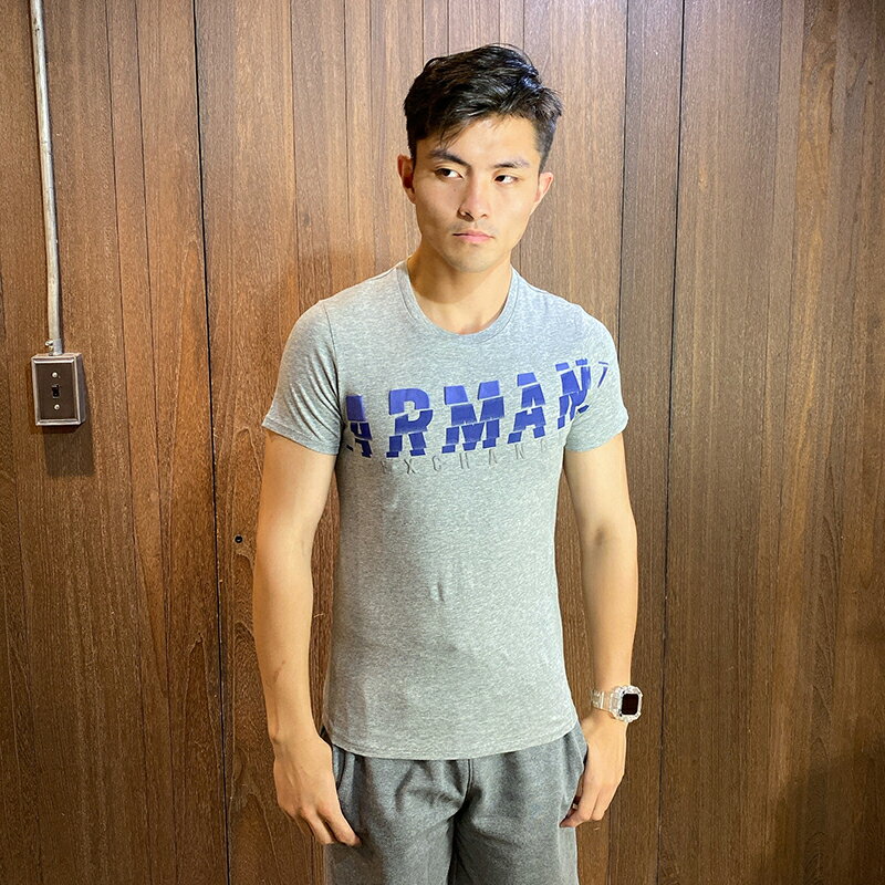 美國百分百【全新真品】Armani Exchange T恤 AX 短袖 logo 上衣 T-shirt 灰色 H206