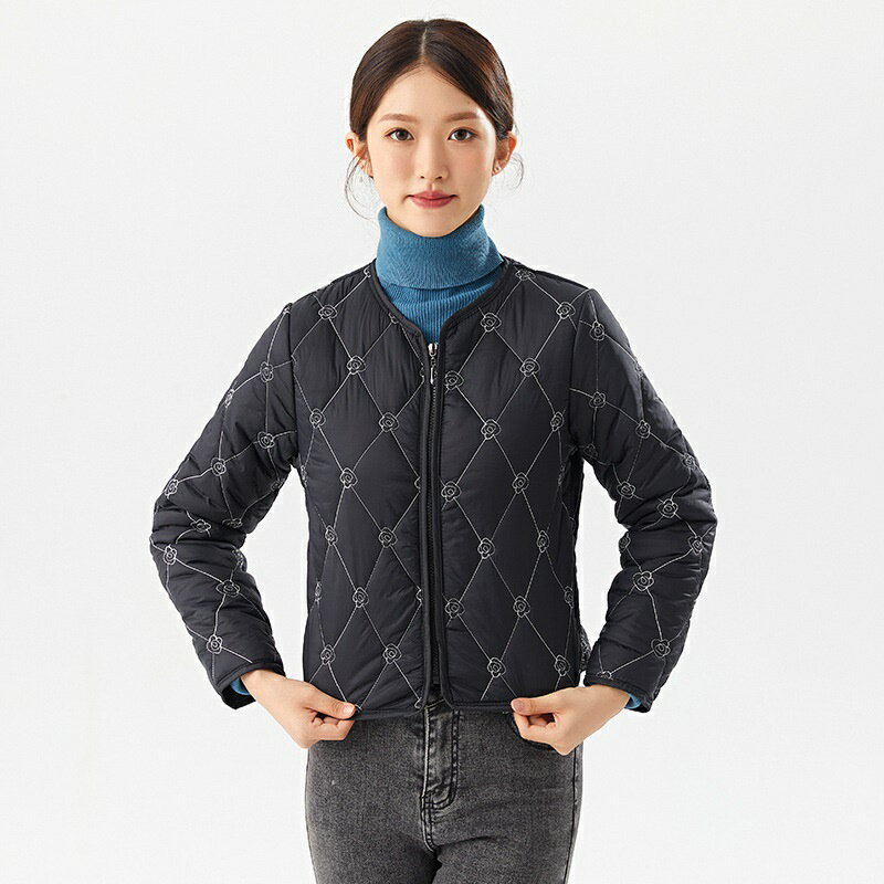 【巴黎精品】現貨+預購 鋪棉外套休閒夾克-短款菱格繡花雙面女外套2色a1hp39