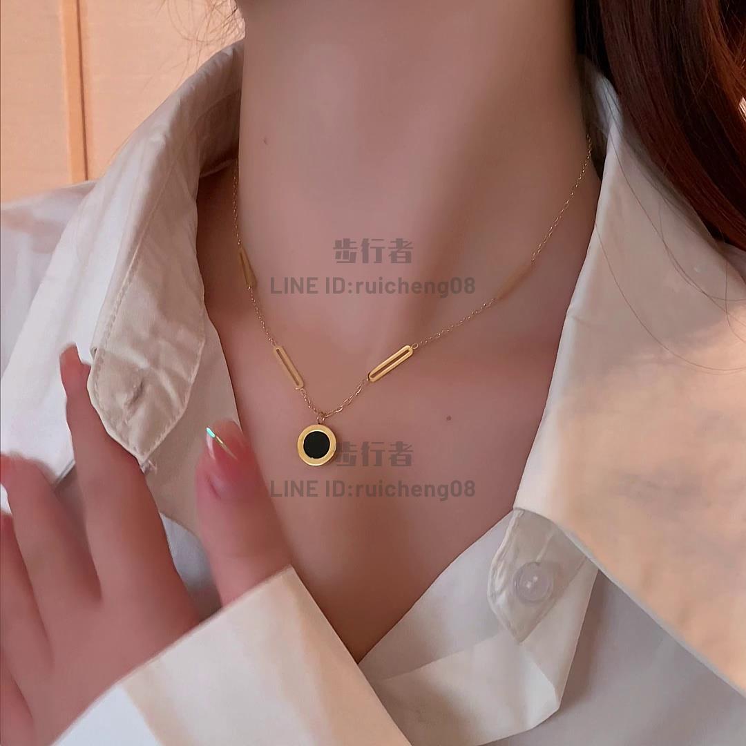 雙面鈦鋼項鏈女輕奢小眾設計高階感鎖骨鏈頸鏈裝飾【步行者戶外生活館】