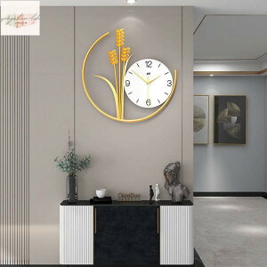 輕奢 客廳鐘錶 麥穗 掛鐘 家用時尚創意掛牆時鐘 簡約藝術餐廳裝飾掛錶 金屬掛鐘