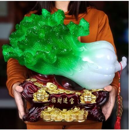 大號玉白菜擺件招財進寶家居裝飾品酒櫃玄關客廳擺設新店開業禮品 雙11全館免運