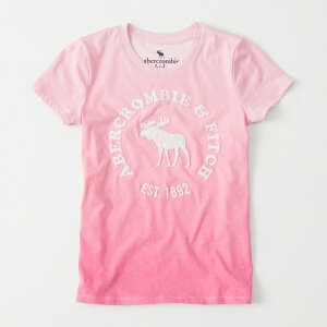 美國百分百【Abercrombie & Fitch】T恤 AF 短袖 T-shirt 短T 麋鹿 女 漸層粉紅XS S號美國青年版 H788