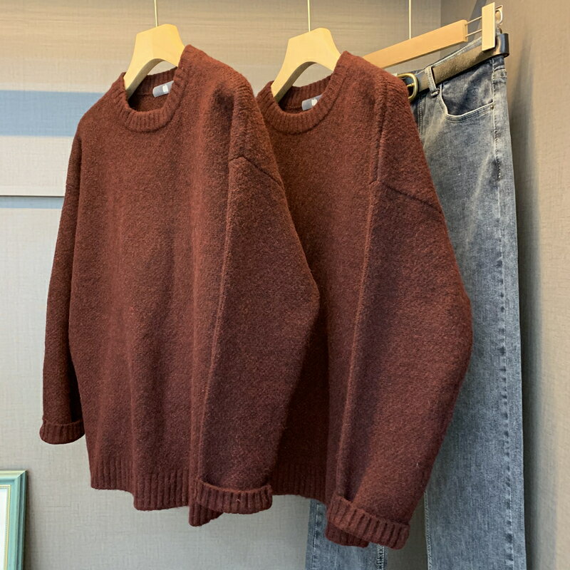 磚柜 男女同款加厚羊毛衫F-1冬季新款寬松保暖發熱長袖針織衫毛衣
