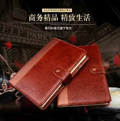 申士87商務筆記本文具A5皮面創意帶扣記事本復古厚本子可定製LOGO