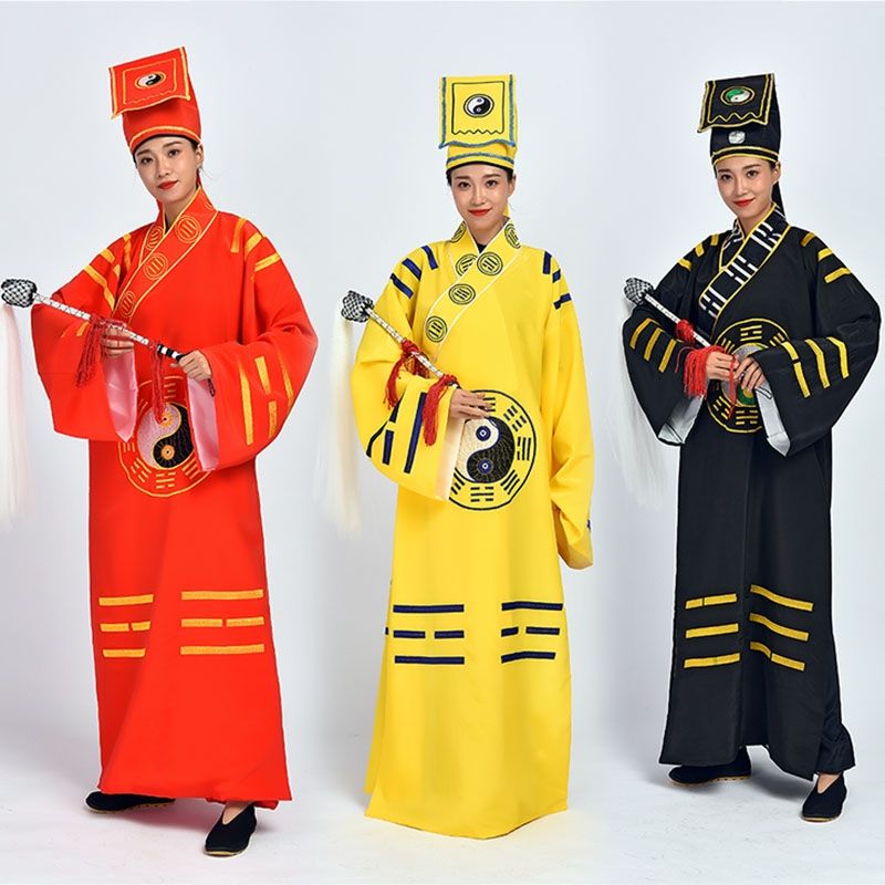 道士服裝男夏季道教法器用品道服法衣道袍先天八卦刺繡經衣長袍黃 pb6271