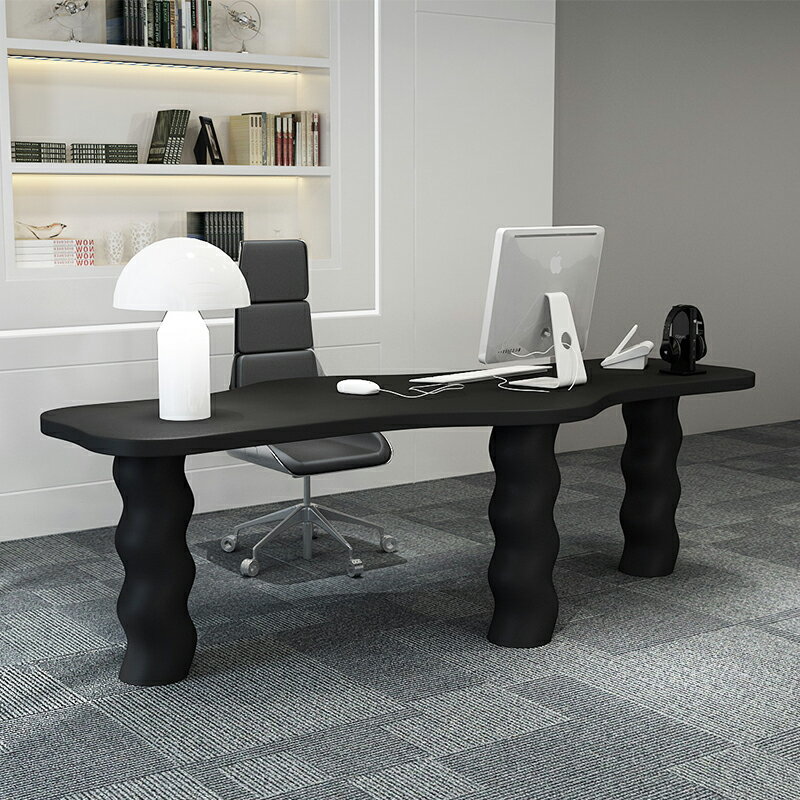 北歐實木異形辦公桌簡約現代書桌時尚不規則電腦桌老板桌設計師桌