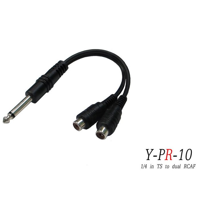 台製 Stander Y-PR-10 6.3mm 單聲道公頭 轉兩個 RCA 母頭 音源訊號分接線【唐尼樂器】