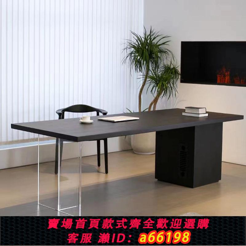 【臺灣公司 可開發票】三才翔意式極簡書桌簡約亞克力懸浮桌書房辦公桌輕奢家用電腦桌子