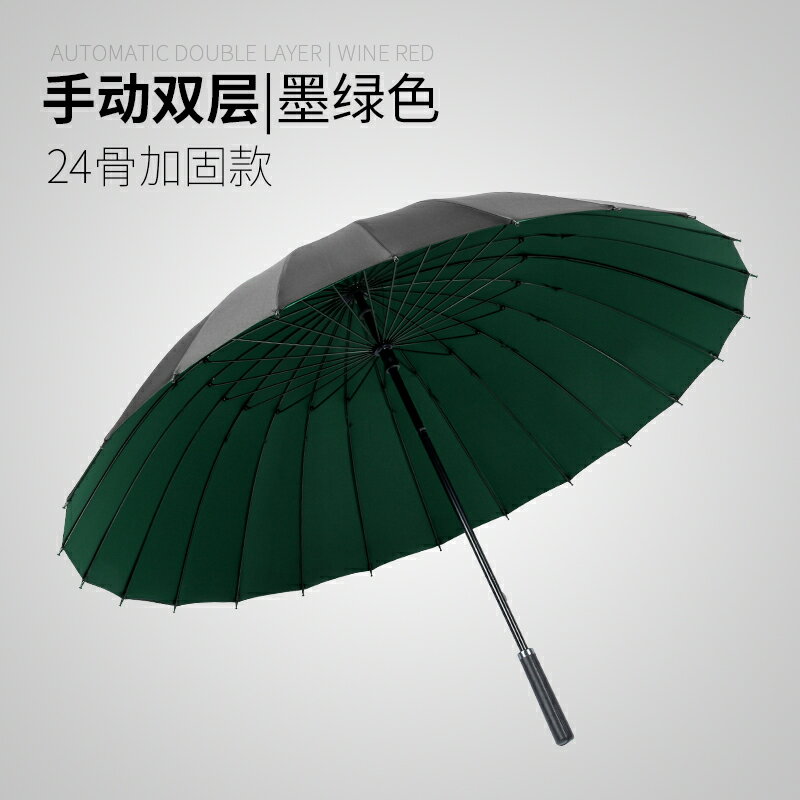 遮陽傘 直傘 24骨雙層大號雨傘長柄男女自動抗風結實暴雨客製化高爾夫商務直桿傘『my2550』