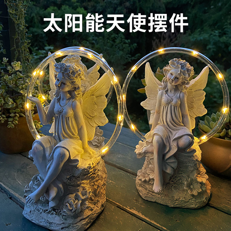 太陽能天使燈戶外庭院人物少女擺件花園裝飾燈景觀佈置防水小夜燈