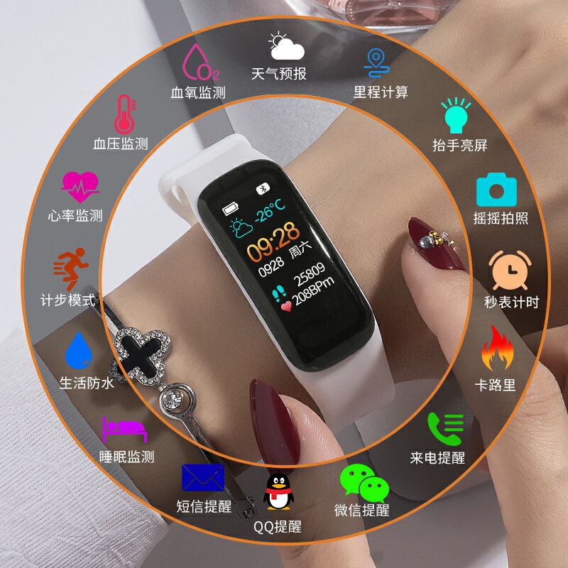 智慧手環 運動手環 藍芽手錶 智能手環女款夏季多功能適用于華為小米運動測心率血壓情侶電子表 全館免運