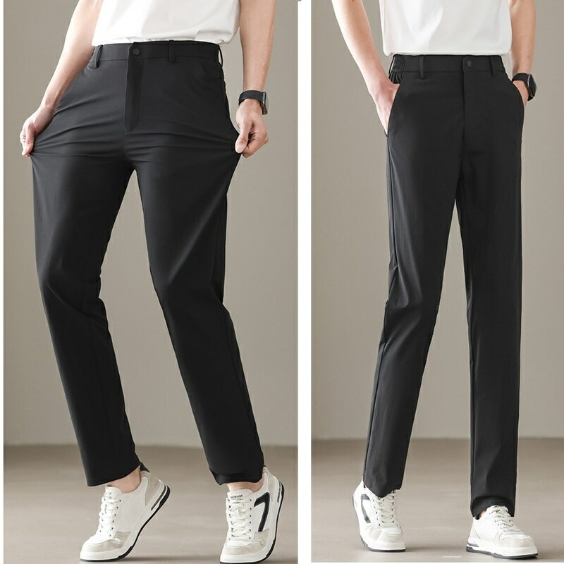【巴黎精品】現貨+預購 頂級商務西裝長褲涼感冰絲褲機能免燙直筒褲休閒大碼男裝-薄款修身男褲子3色a1lf11