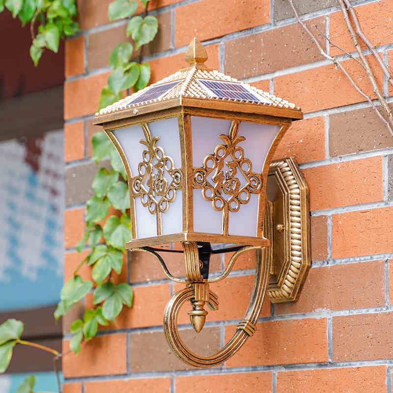 太陽能壁燈智能家用戶外防水庭院燈LED歐式圍墻室外露臺墻壁門燈