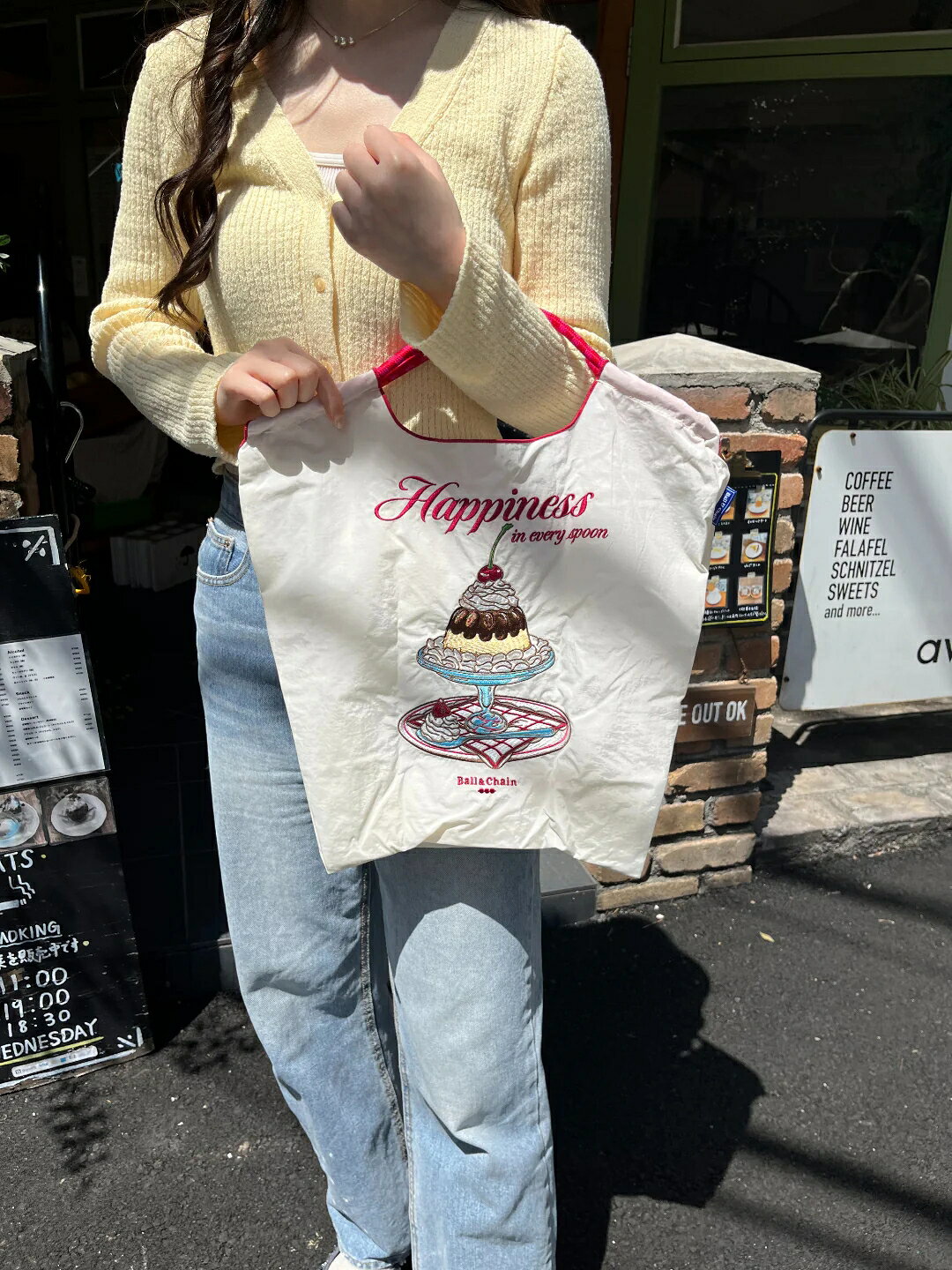 日本代購熱銷款Ball & Chain 刺繡環保袋購物袋法式馬卡龍布丁甜點星星澎澎托特包M號輕量大容量肩背包通勤包日本限定 26