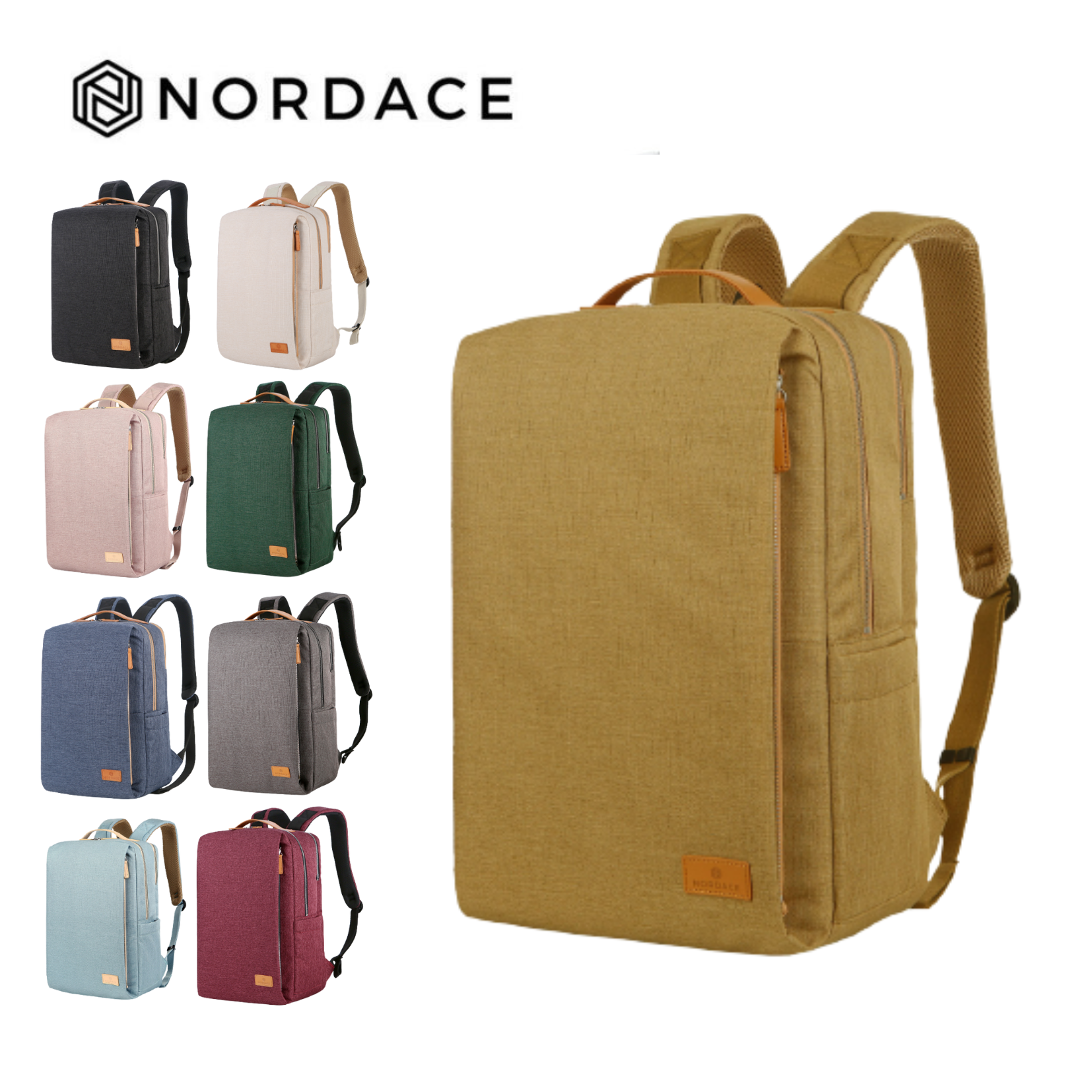 Nordace Siena – 旅行背包 後背包 雙肩包 筆電包 電腦包 旅行包 休閒包 防水背包- 卡奇色