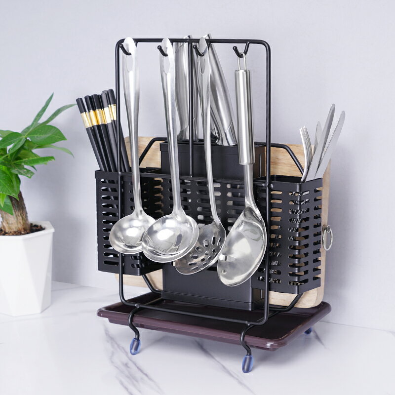 不銹鋼菜刀架案板砧板架子刀座廚房置物架用品筷子勺子刀具收納架