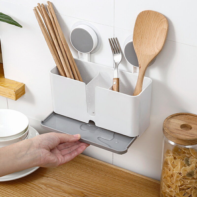 多功能筷子筒免打孔掛式筷籠子瀝水創意家用廚房餐具勺子收納架子