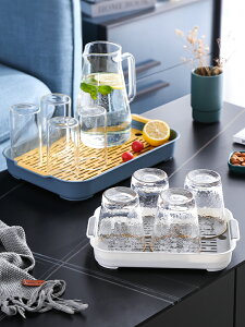 水杯子瀝水盤家用客廳雙層托盤長方形茶盤水果盤塑料創意瀝水籃架