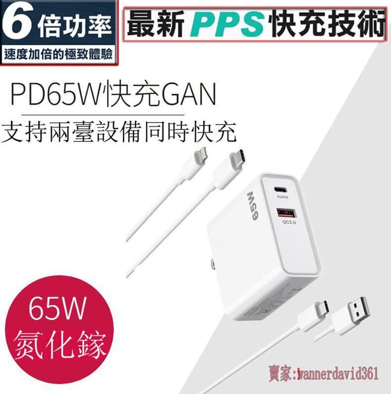 65W充電器 氮化鎵GaN充 充電頭 電源供應器 旅充頭 筆電充電器 筆電充電