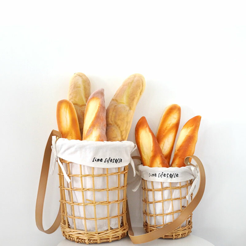 Lifestyle裝飾收納籃 仿真面包模型法式長面包假食物拍攝裝飾道具