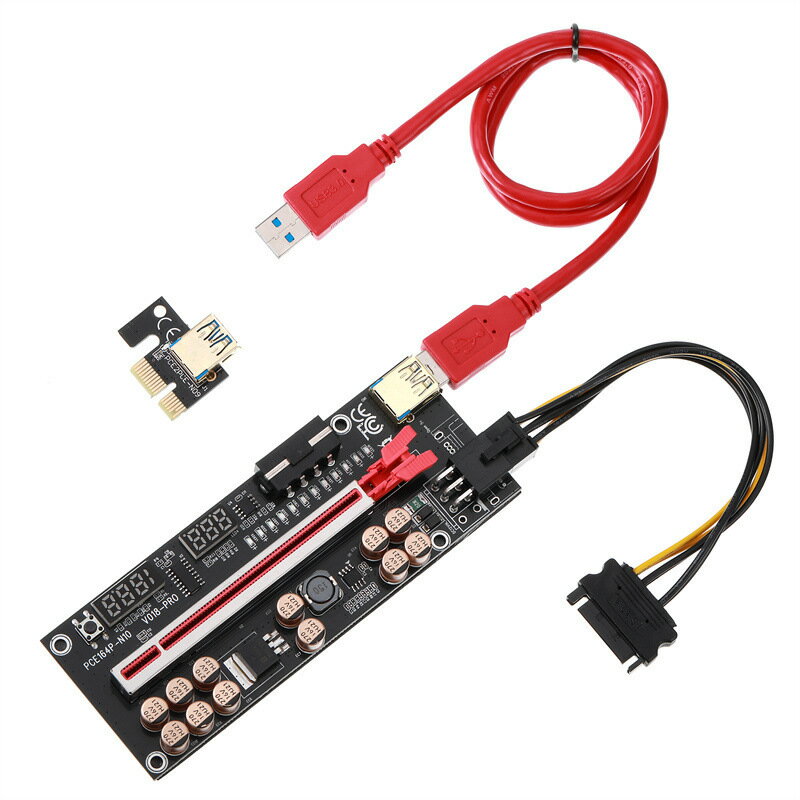 PCIE顯卡延長線V018PRO電壓顯示USB3.0溫控PCI-E 1X轉16X轉接線【宜家良品百貨】