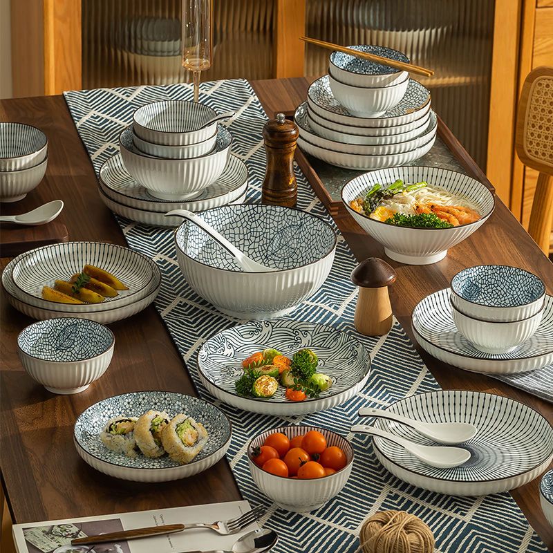 餐具 YOMEROTO日式碗碟盤套裝家用吃飯碗陶瓷餐具碗盤碗筷喬遷飯碗組合-快速出貨