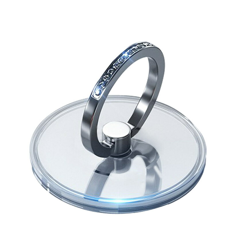 鑲鉆指環支架金屬指環電鍍鋅合金帶鉆透明指環扣十三顆鉆手機支架