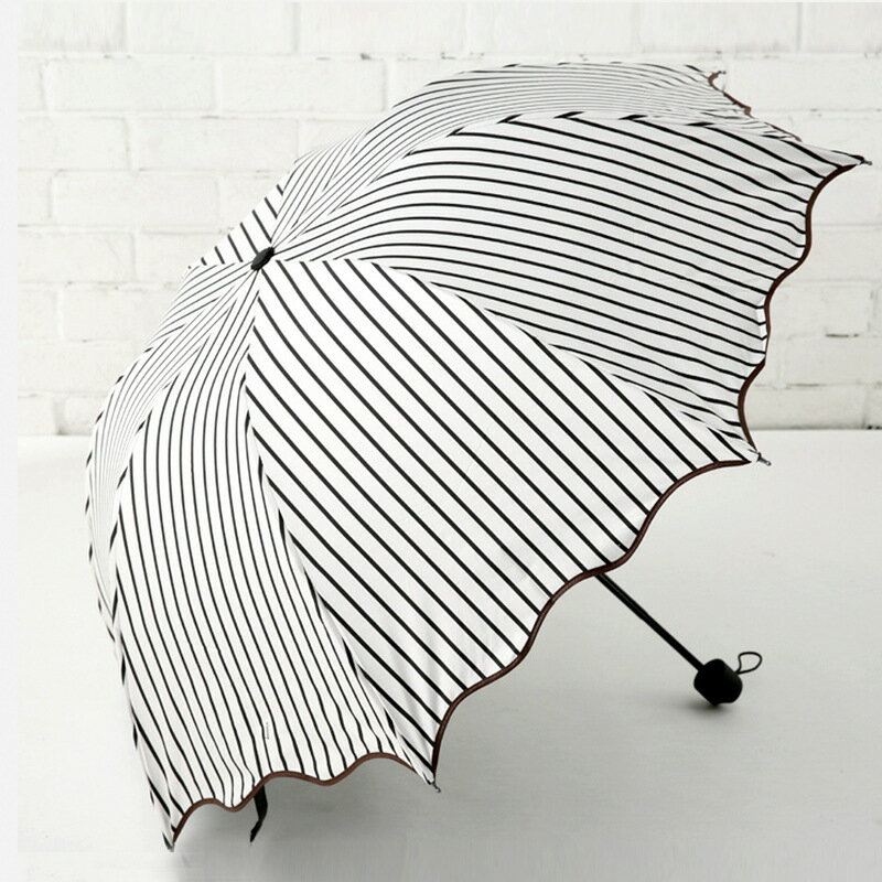 條紋晴雨傘兩用折疊黑膠遮陽防曬太陽傘女學生日系文藝小清新創意