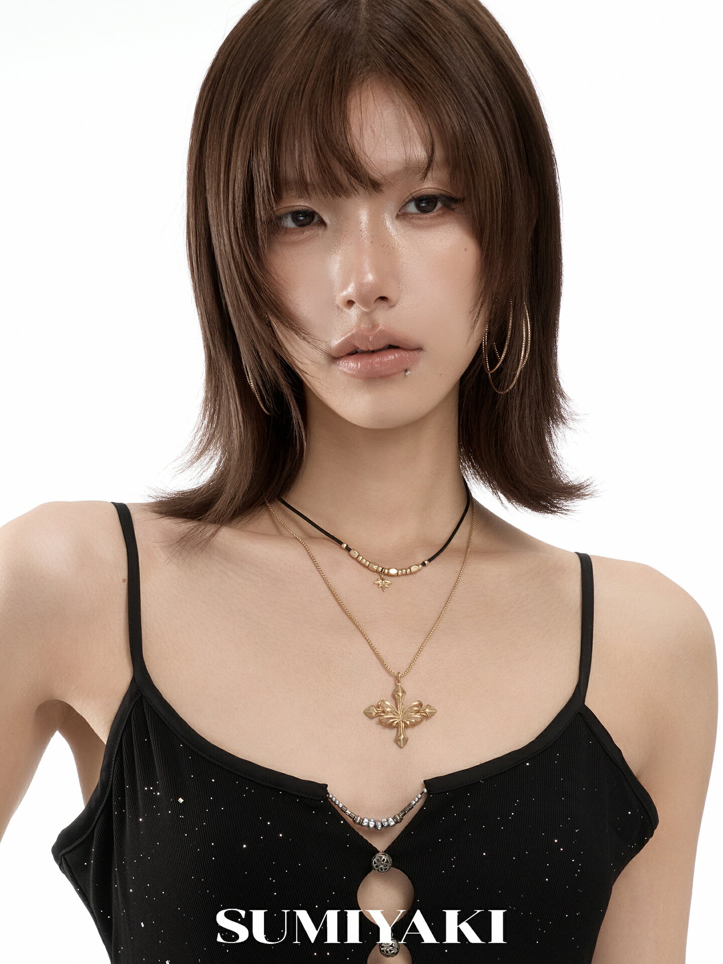 SUMIYAKI 蝶骨·共生系列雙層疊戴項鍊輕奢小眾鎖骨鍊choker女