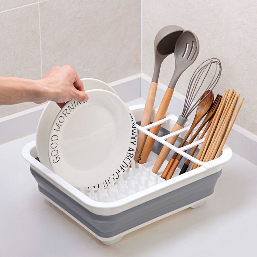 ✤宜家✤時尚居家多功能簡約折疊碗碟架置物架瀝水架廚房用品2