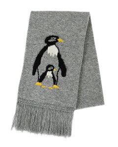 紐西蘭100%純羊毛圍巾*灰色(企鵝)