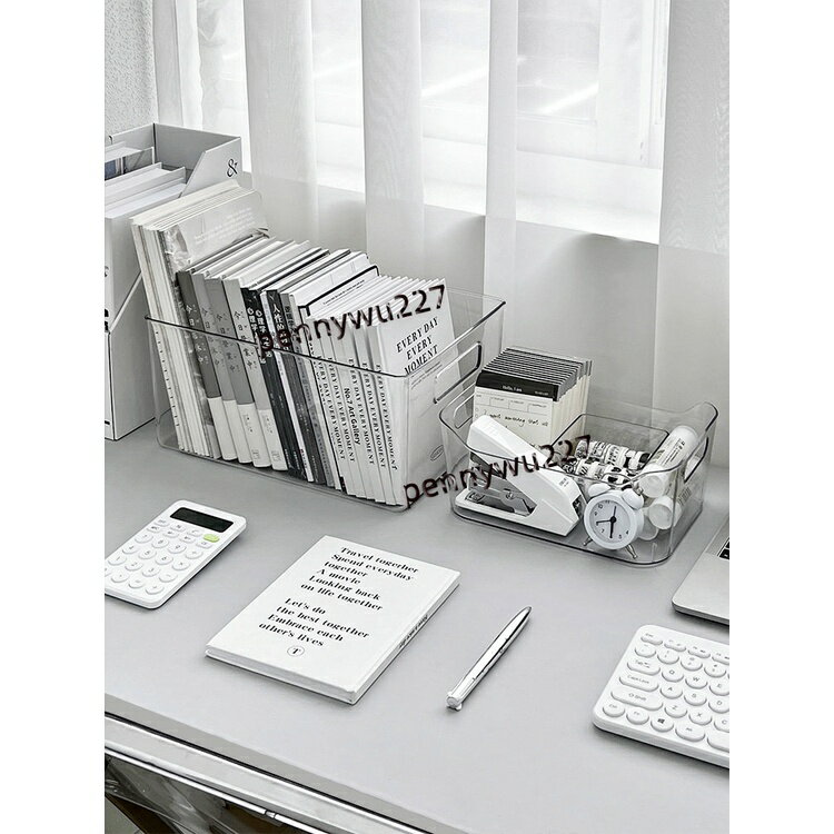 生活用品亞克力桌面收納盒透明宿舍書桌文具書本置物架大容量辦公室文件筐熱賣