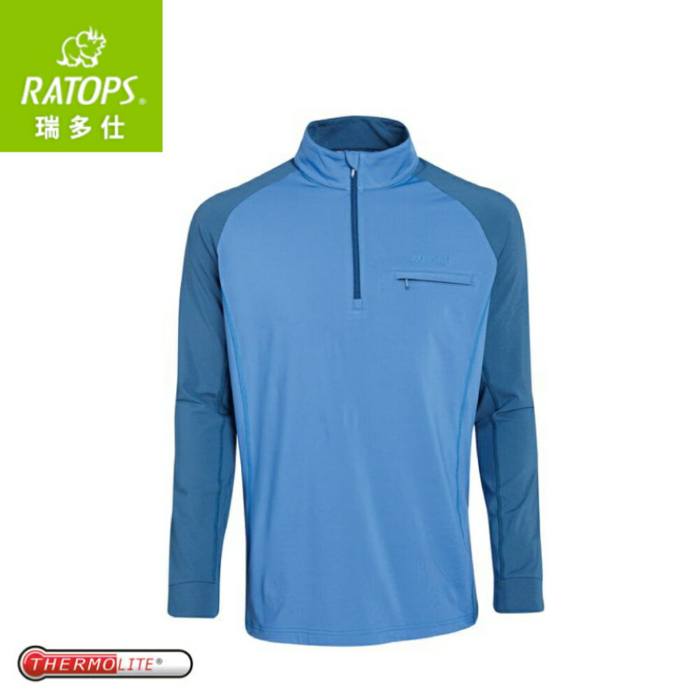 【Ratops 瑞多仕 男Thermolite暖衣(袖配色)《海洋藍/藍》】DB6006/中層衣/保暖長袖/休閒長袖