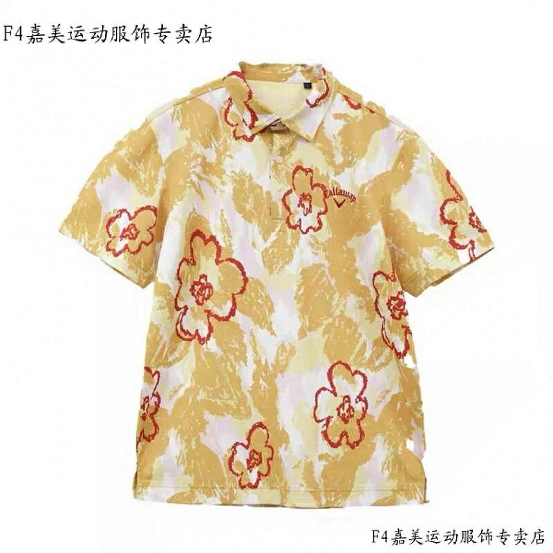 2023新款Callaway卡拉威高爾夫男裝透氣男士短袖T恤時尚印花翻領Polo衫