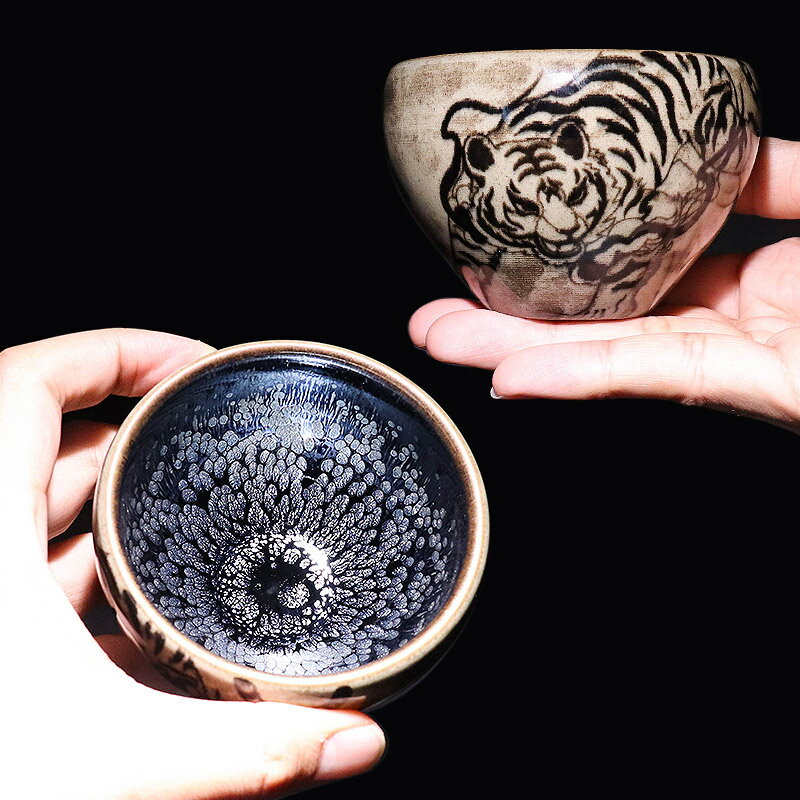 器物志 虎年生肖建盞茶杯油滴鷓鴣斑陶瓷茶盞手工天目品茗杯茶具