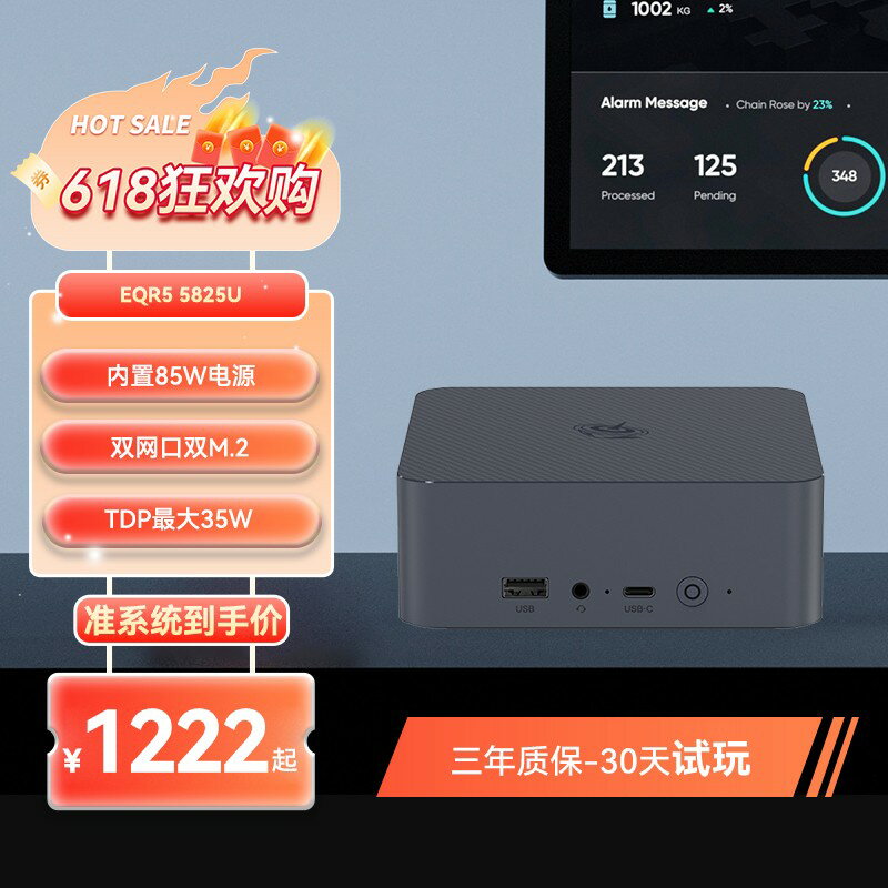 {保固一年 可打統編}「穩靜辦公」零刻EQR5 迷你主機 AMD銳龍7 5825U 超靜音商務辦公影音臺式電腦mini主機