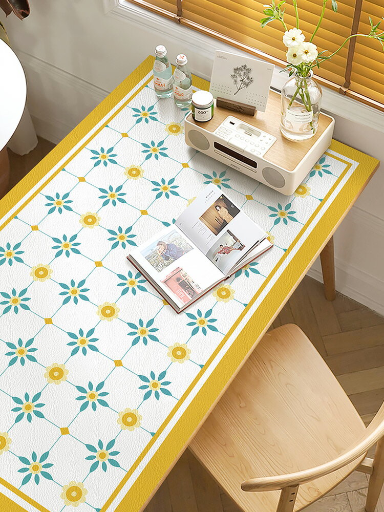 現代簡約茶幾桌布防水防油免洗防燙PVC皮革餐桌墊家用長方形臺布