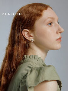 ZENGLIU輕奢圓形耳釘簡約女山茶花耳環2021新款潮氣質韓國耳飾品