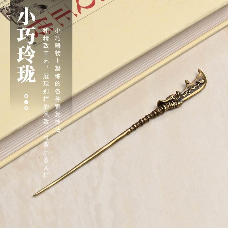 {可打統編 保固一年}銅雕關羽大刀青龍偃月刀黃銅復古精致刀劍關公呂布三國兵器小擺件 4