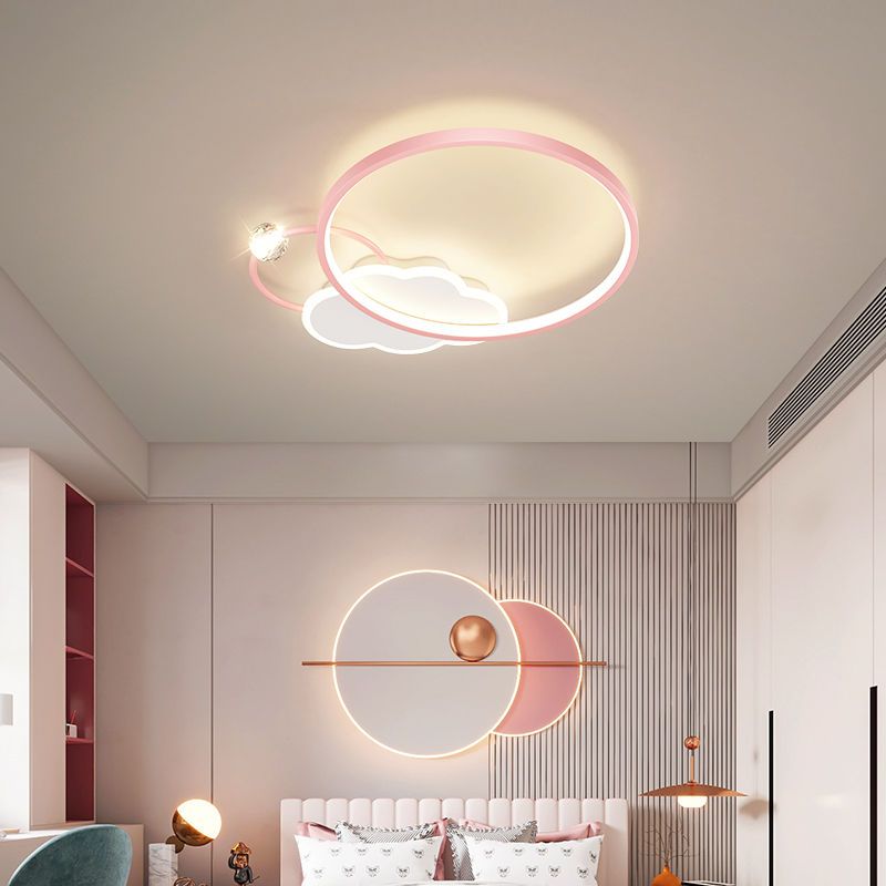 臥室燈北歐創意個性圓環輕奢led吸頂燈現代簡約溫馨浪漫房間燈具